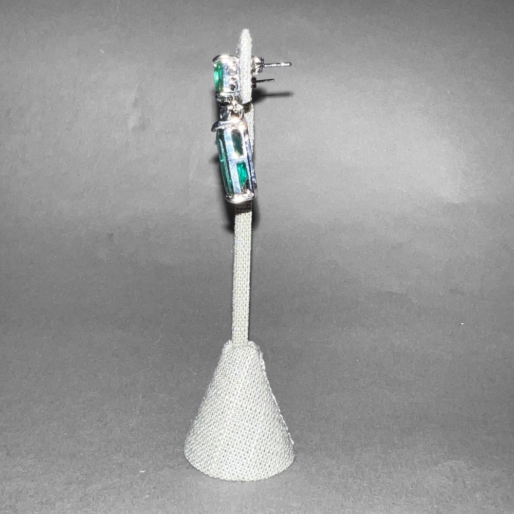 Double Emerald Cut Dangle Earrings - Picture 4 of 5